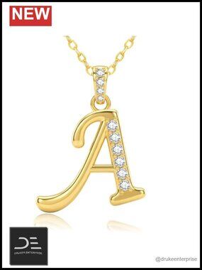 14K Gold Plated Initial Pendant Necklace Letter A-Z Hypoallergenic Dainty